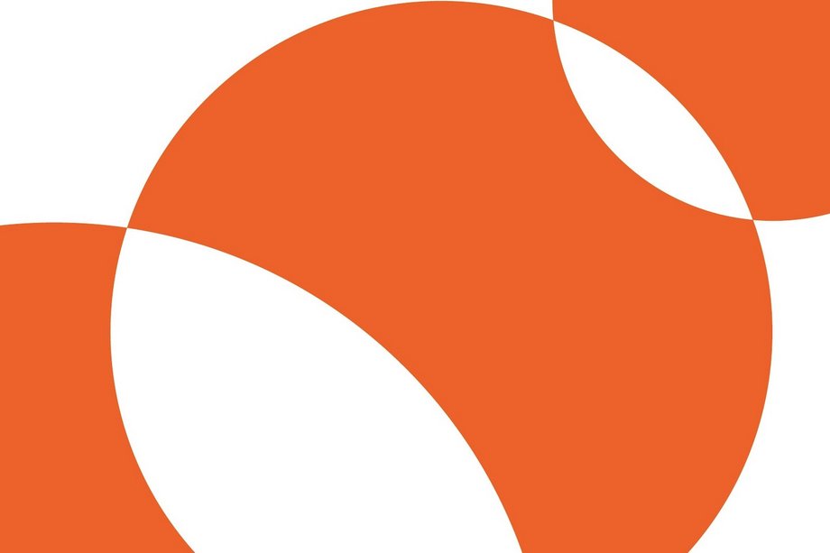 Orange-weiße Grafik aus sich überschneidenden Kreisen