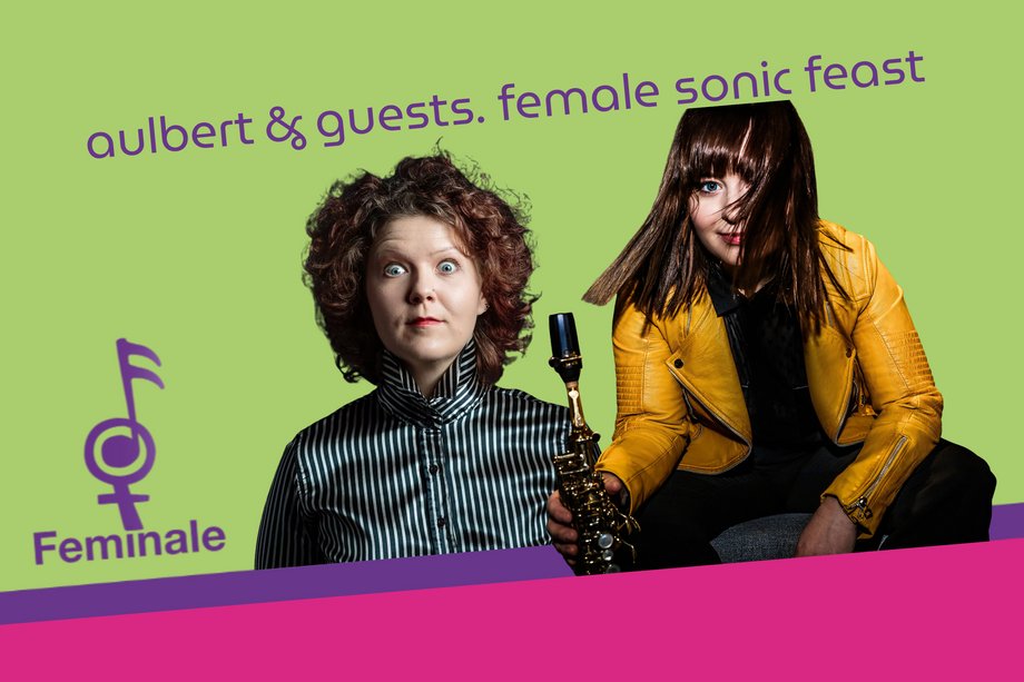 Logo der Feminale mit Porträts der Mitwirkenden