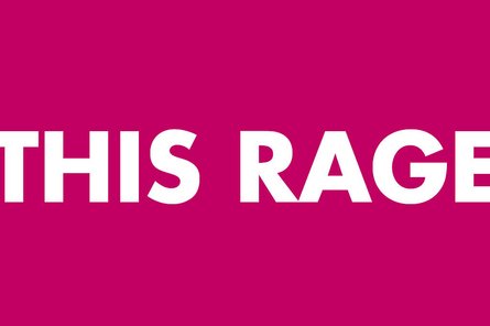 this Rage Text "THIS RAGE" auf pinken Hintergrund