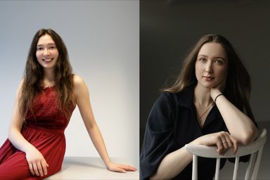 Collage zweier Künstlerinnenfotos