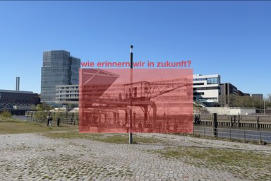 de:colonial monuments lab Bild von einem Gebäude mit Overlay eines älteren Bilds des gleichen Orts