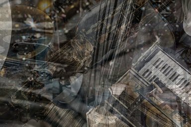 Bilder von verschiedenen Instrumenten transparent übereinander gelegt