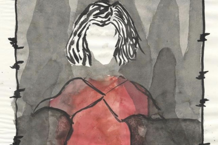 2025-12-04 La Voix de Carmen gemaltes Aquarellporträt einer Figur ohne Gesicht