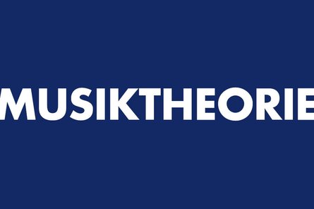 Text "Musiktheorie" auf blauem Hintergrund