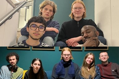 Collage von zwei Gruppenfotos